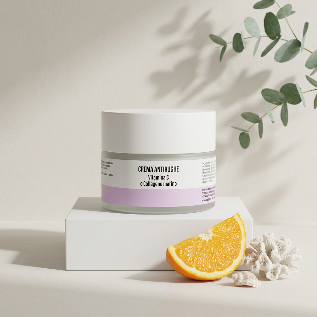 Crema antirughe, vitamina C e collagene marino